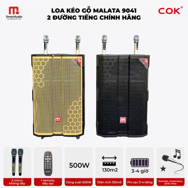 Loa Kéo Gỗ MALATA 9041PY 2 Đường Tiếng, Cấu Hình Âm Thanh Mạnh Mẽ