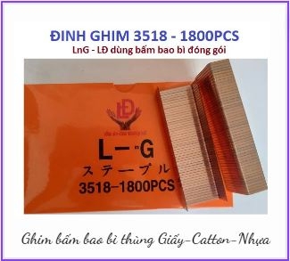 Ghim bấm 3518 LnG Cam hộp có 1800PCS cây ghim bấm bao bì thùng giấy catton nhựa
