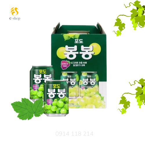 NƯỚC ÉP NHO BONG BONG HÀN QUỐC (12 LON / HỘP)