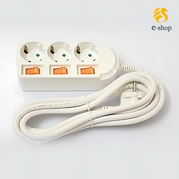 Ổ Cắm Điện Dosel Hàn Quốc 3 Lỗ 3 Công Tắc | Dây Dài 3 Mét
