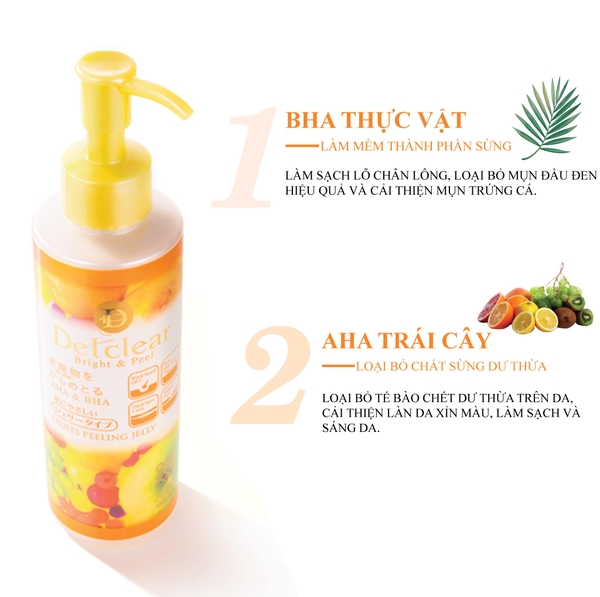 Gel Tẩy Tế Bào Chết Detclear Bright & Peel (Hương Trái cây) 180ml