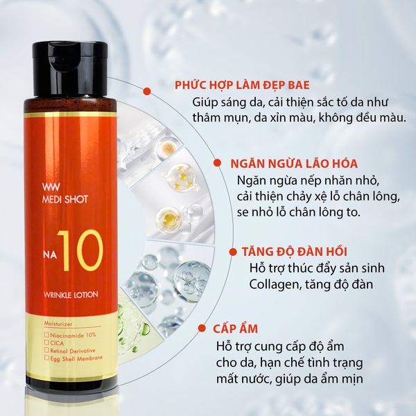 Nước Hoa Hồng Dưỡng Sáng Làm Mịn Da Niacinamide 10% Lotion NA10 MEISHOKU 180ML