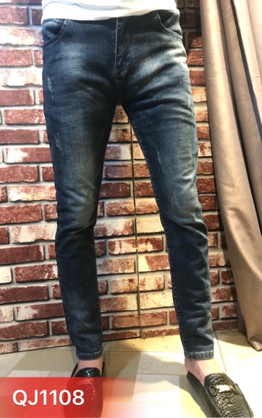 quần jean nam rách đẹp ống côn ôm body kiểu Hàn Quốc QJ1108