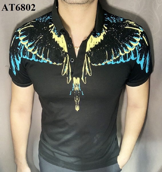 Áo thun burlon hình cánh chim có cổ AT6802 (cặp đôi Nam - Nữ)