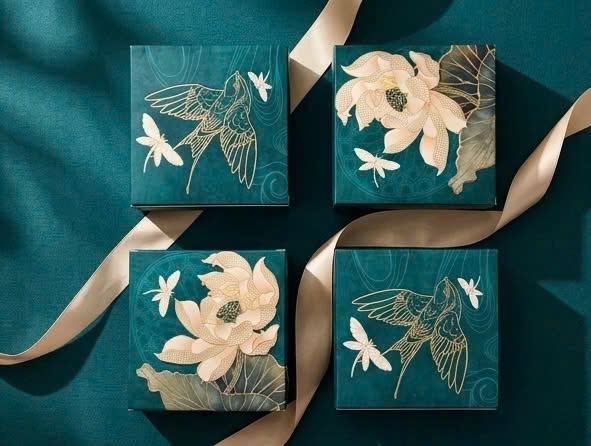 Hộp trung thu 4B (150-250gr) KIM LIÊN NGUYỆT XANH - Lốc 10 bộ (NV26419)