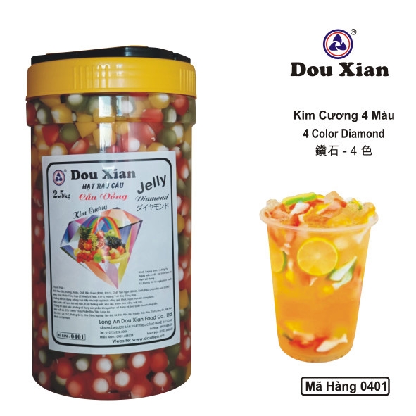 0401 - Thạch Rau câu KIM CƯƠNG 4 Màu Douxian - Hủ 2.5kg