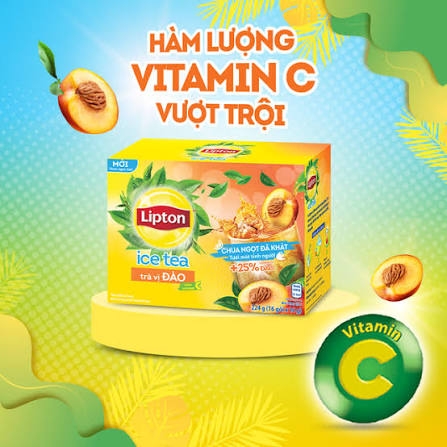 Trà LIPTON Hòa Tan Vị ĐÀO - Hộp 192gr (16 gói x 12gr)
