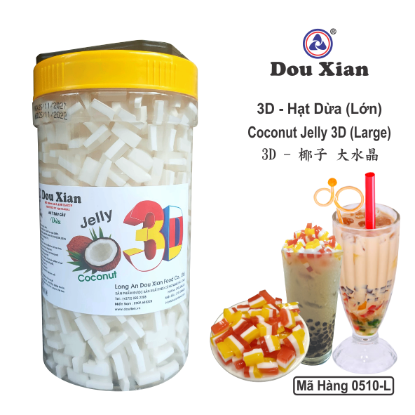 0510L - Thạch 3D Jelly Rau câu Hương DỪA Lớn Douxian - Hủ 2.5kg