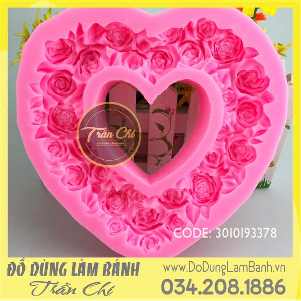 L20 - Khuôn silicone Vòng TRÁI TIM - Size LỚN 17CM (10/2)