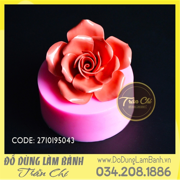 Khuôn silicone hoa HỒNG cánh mỏng xoắn xòe 5 (5043)