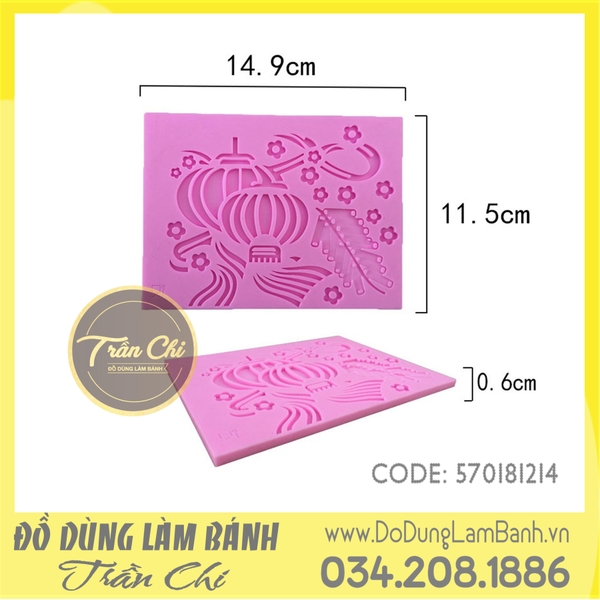 Khuôn silicone Hoa, pháo, đèn Tết - Chữ nhật