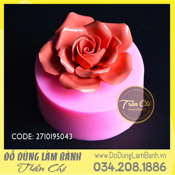 Khuôn silicone hoa HỒNG cánh mỏng xoắn xòe 5 (5043)