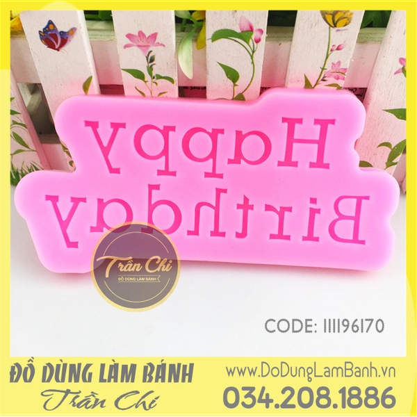 Khuôn silicone Chữ Happy Birthday nét THẲNG lớn