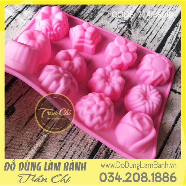 Khuôn silicone vỉ Hoa hình đủ loại 12c (VT1235)