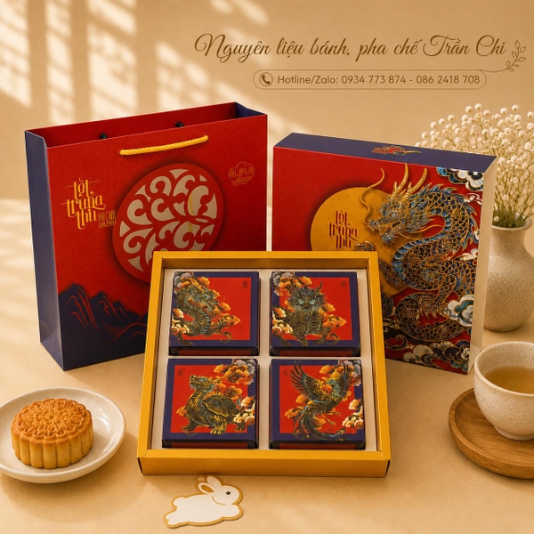 Hộp trung thu 4B (150-250gr) RỒNG ĐỎ 2026 - Lốc 10 bộ (SP26404)