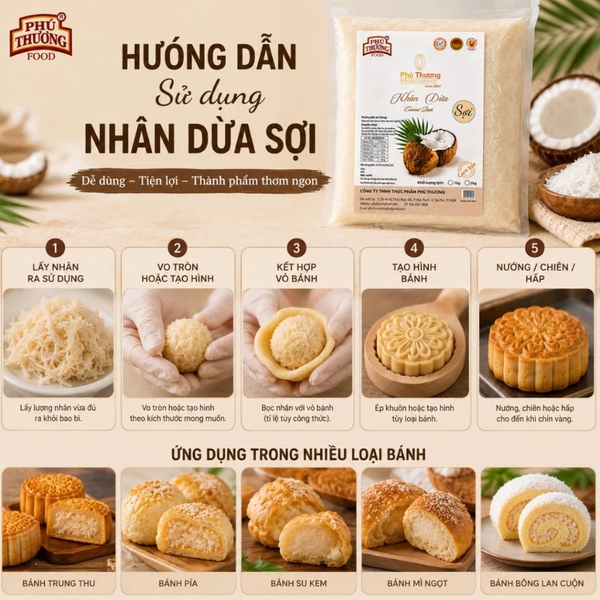 PTFOOD - Nhân Trung Thu DỪA SỢI NON - Gói 1kg