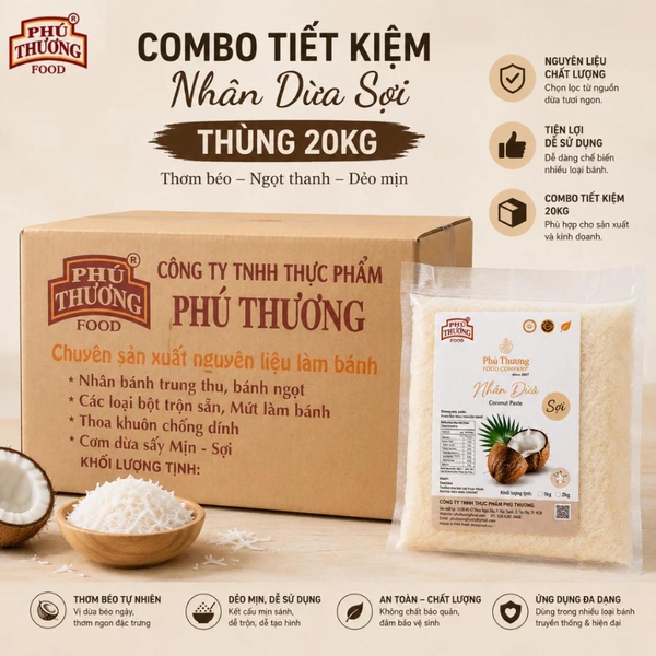 PTFOOD - Nhân Trung Thu DỪA SỢI NON - Gói 1kg