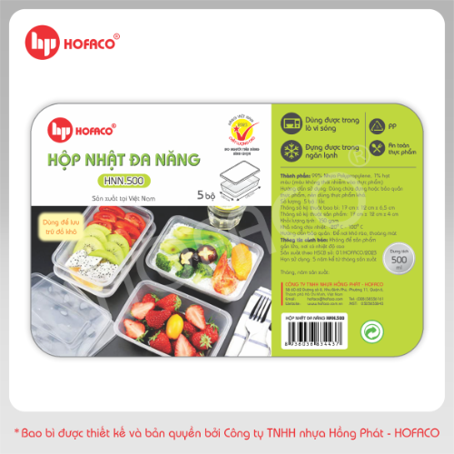 Hộp Nhật Đa Năng 500ml Hofaco - Lốc 5c (HNT.500)