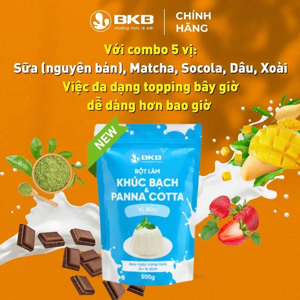 Bột làm Khúc Bạch, Panna Cotta Vị SỮA BKB - Gói 500gr