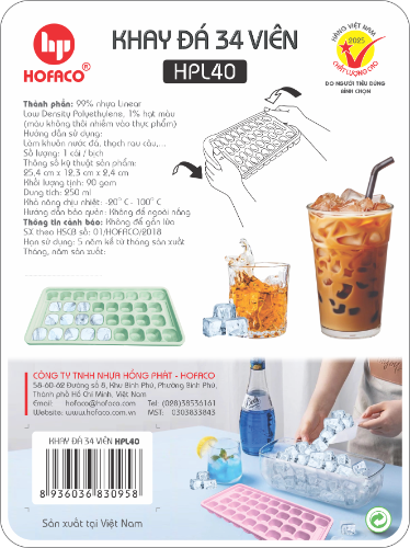 Khay Đá Nhựa 34 viên Hofaco (HPL40)