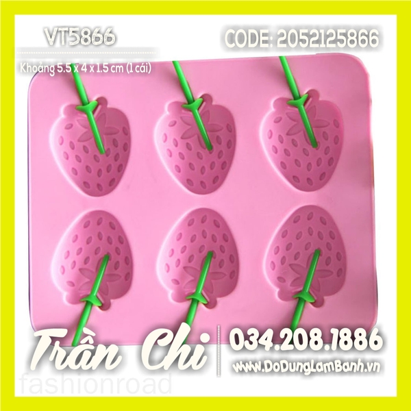 Khuôn silicone vỉ Trái DÂU TÂY 6c TRUNG (VT5866)