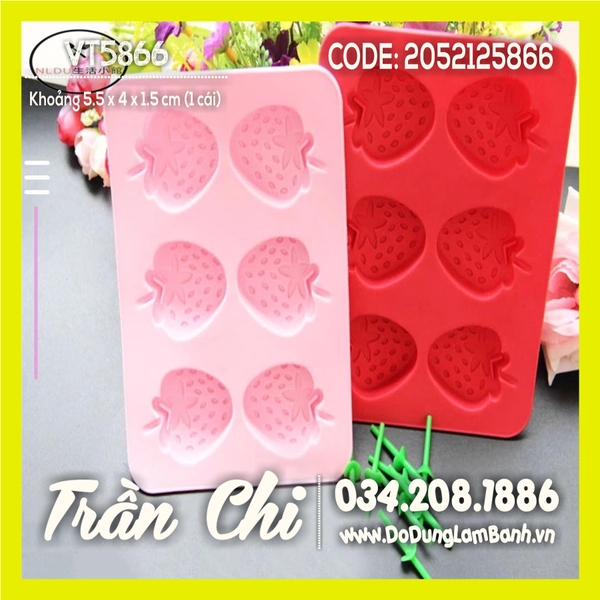 Khuôn silicone vỉ Trái DÂU TÂY 6c TRUNG (VT5866)