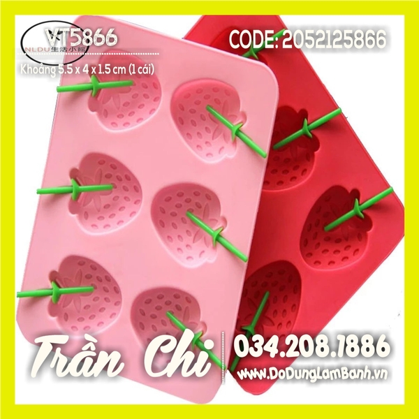 Khuôn silicone vỉ Trái DÂU TÂY 6c TRUNG (VT5866)