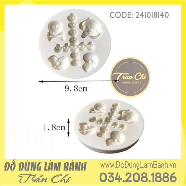 Khuôn silicone Đầu lâu 4c và Thánh Giá - Xám (BEST)