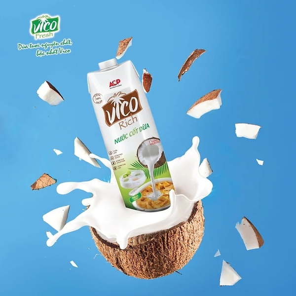 Nước Cốt Dừa VICO 16-19% béo - Hộp 1L