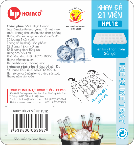 Khay Đá Nhựa 21 viên Hofaco (HPL12)