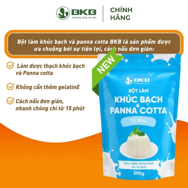Bột làm Khúc Bạch, Panna Cotta Vị SỮA BKB - Gói 500gr
