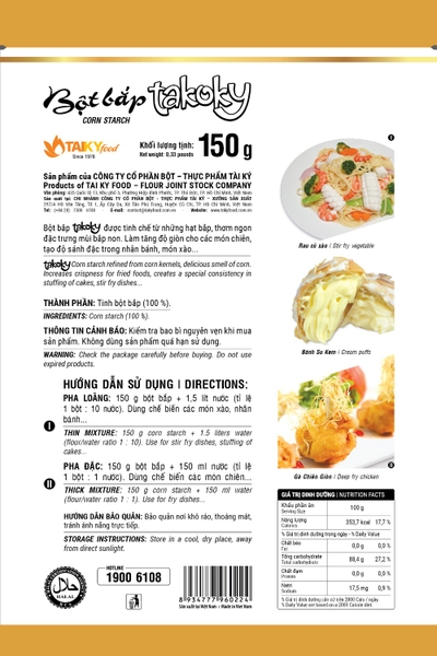 Bột BẮP TAKOKY Tài Ký - Gói 1kg (10 gói giảm 2k/1 gói)