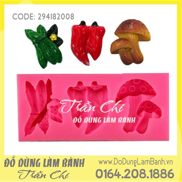 Khuôn silicone Nấm, ớt, mướp hương 3c