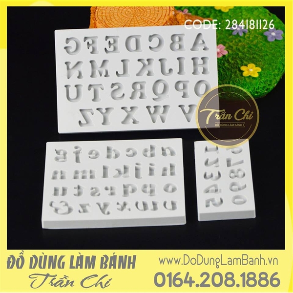 Khuôn silicone set 3 khuôn: chữ in, thường, số - Size nhỏ