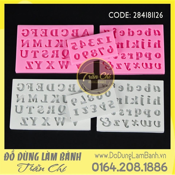 Khuôn silicone set 3 khuôn: chữ in, thường, số - Size nhỏ