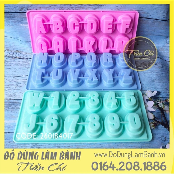 KD0325 - Khuôn nhựa VT - Set 3 khuôn CHỮ, SỐ in oval (16/6)