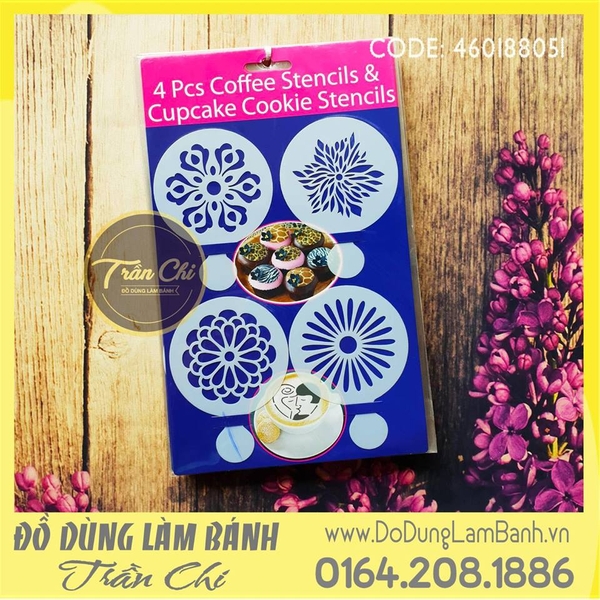 Set 4 stencil tròn - Hoa văn (8cm)
