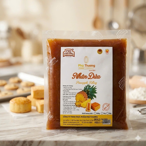 Nhân Khóm/Dứa sợi Đài Loan Phú Thương Food - Gói 1kg (20 gói giảm 3k/1 gói)