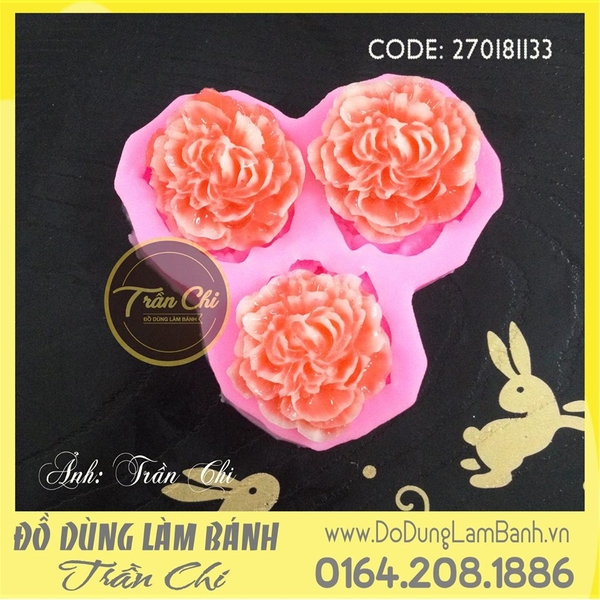 Khuôn silicone hoa Mẫu đơn nhỏ 3c