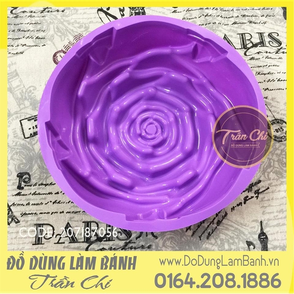 Khuôn silicone tròn hoa hồng lớn