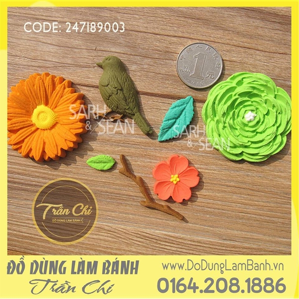 Khuôn silicone Combo 4 khuôn hoa và chim