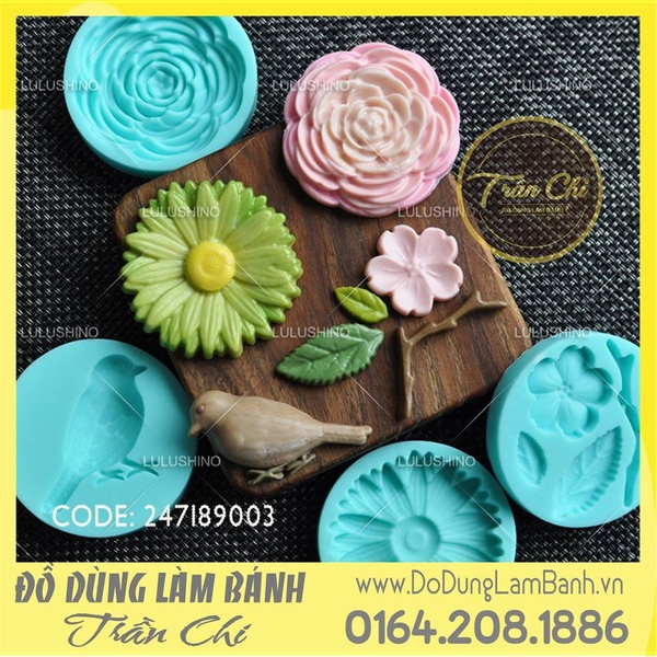 Khuôn silicone Combo 4 khuôn hoa và chim