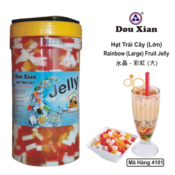 0101L - Thạch JELLY Hạt rau câu Cầu Vồng Trái Cây Lớn Douxian - Hủ 2.5kg