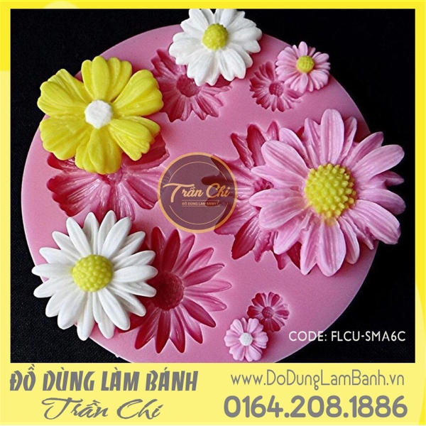 Khuôn silicone hoa Cúc nhỏ nhiều loại 6c - Hồng
