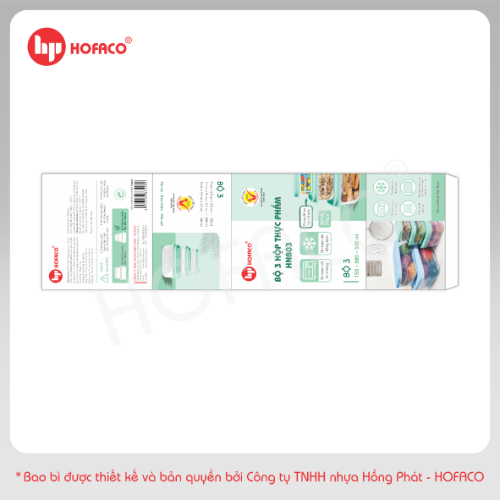 Bộ 3 Hộp Thực Phẩm 150-280-500ml (HNB03)