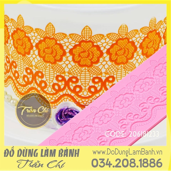 Khuôn silicone Fondant lace hoa lá, xoắn C
