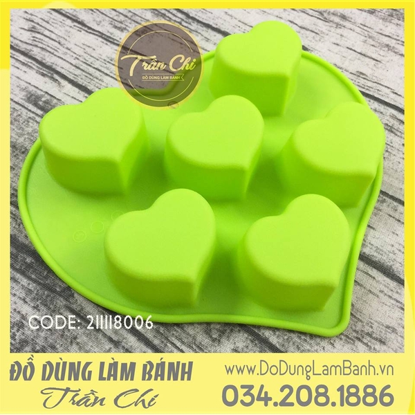 Khuôn silicone vỉ tim nhọn 6c lớn