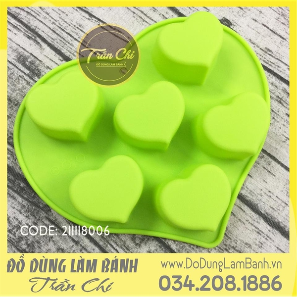 Khuôn silicone vỉ tim nhọn 6c lớn