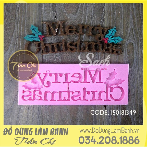 Khuôn silicone Chữ Merry Christmas lớn