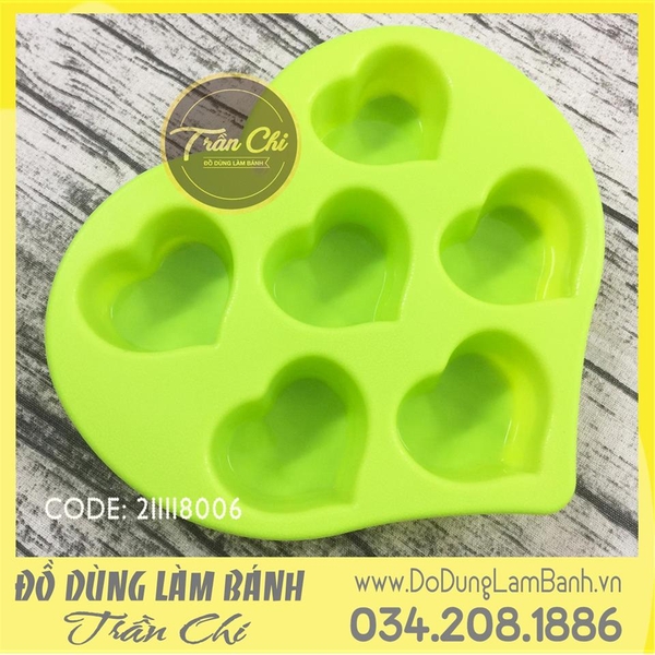 Khuôn silicone vỉ tim nhọn 6c lớn